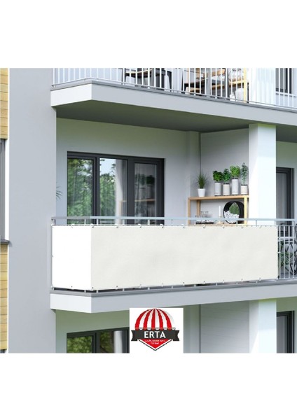 9.5 M x 75 cm Beyaz Polyester Balkon Demiri Brandası Su Geçirmez 650G