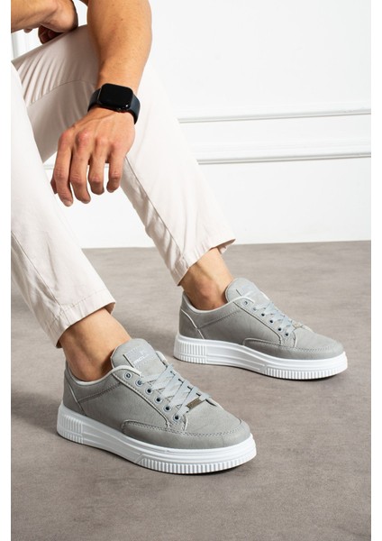 Erkek Sneaker Günlük Spor Ayakkabı Yüksek Taban Buz Beyaz - Rahat Tasarım X5