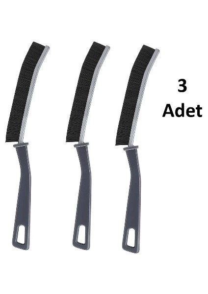 3'lü Sert Kıllı Temizlik Fırçası – Ergonomik Saplı, 23 cm – Detay Temizlik Için