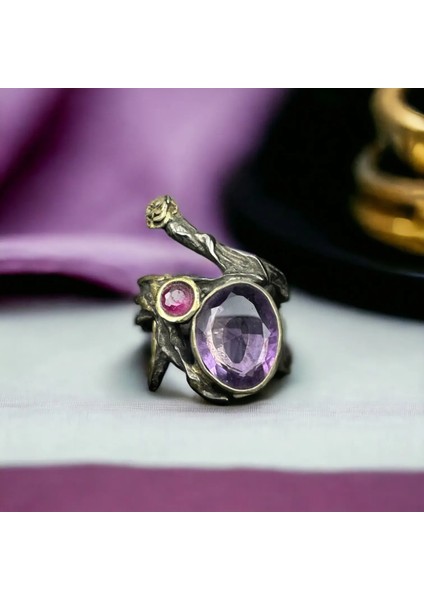 Ametist Yakut Gümüş Yüzük