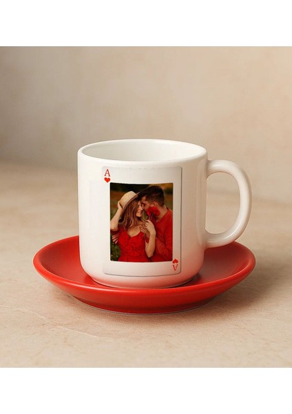 Kişiye Özel Aşkla Süslenmiş Renkli Türk Kahvesi Fincanı