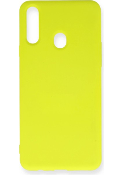 Samsung Galaxy A20S Kılıf Nano Içi Kadife Silikon - Sarı Svlrs