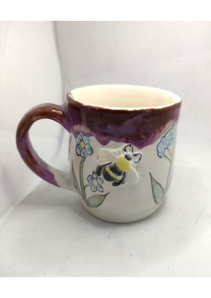 Beyaz Kır Çiçeği ve Arı Temalı 300 ml Kahve Kupası fiyatları