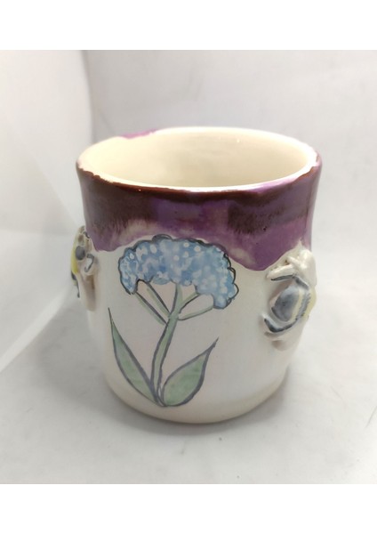 Beyaz Kır Çiçeği ve Arı Temalı 300 ml Kahve Kupası modelleri