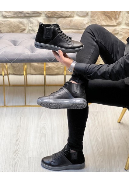 0094 Hakiki Deri Siyah Erkek Sneaker Bot fırsatları