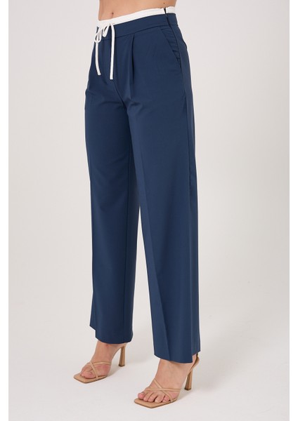 Çift Bel Bantlı Yüksek Bel Wide Leg Kadın Pantolon fırsatları