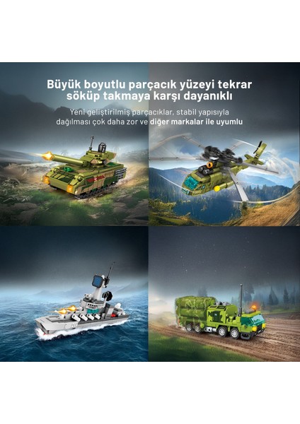Survival Warfare 4'lü Askeri Araçlar Yapı Bloğu Seti 792 Parça