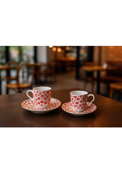 Renkli Çiçek Desenli 4 Parça Kahve Fincanı Takımı, Şık ve Kullanışlı Set fiyatları