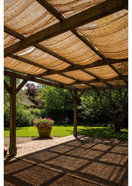 Doğal Jüt Kanaviçe Kumaş Dekoratif Pergole Gölgelik 1x5 Metre