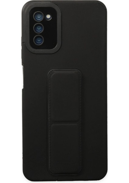 Samsung Galaxy A03S Kılıf Mega Standlı Silikon - Siyah Svlrs