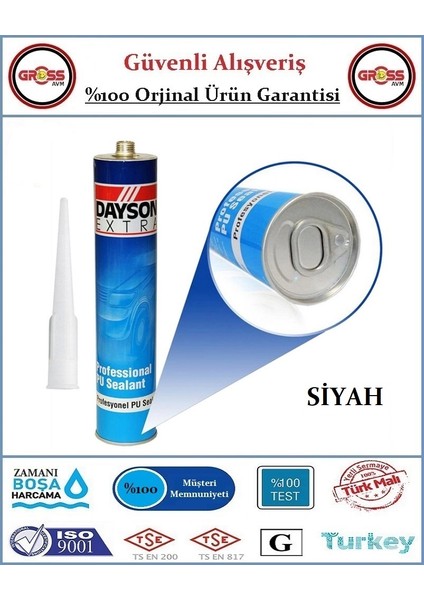 Pu Profesyonel Silikon Mastik 280ML - Orjinal Ürün - Siyah
