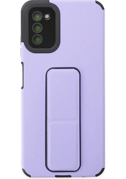 Samsung Galaxy A03S Kılıf Mega Standlı Silikon - Lila Svlrs