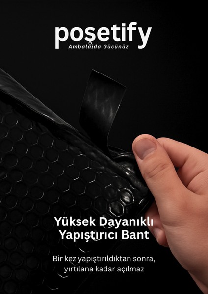 Balonlu Siyah Kargo Poşeti 10X15+5 cm | 140 gr Bantlı Patpatlı Kargo Poşeti | 10’li E-Ticaret Poşeti