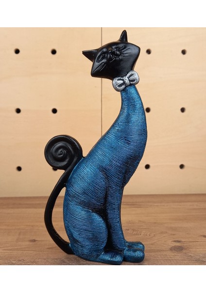 Dekoratif Romantik Ikili Kedi Biblo Polyester Mavi 21X9 cm Ev ve Ofis Dekorasyon Aksesuarları fırsatları