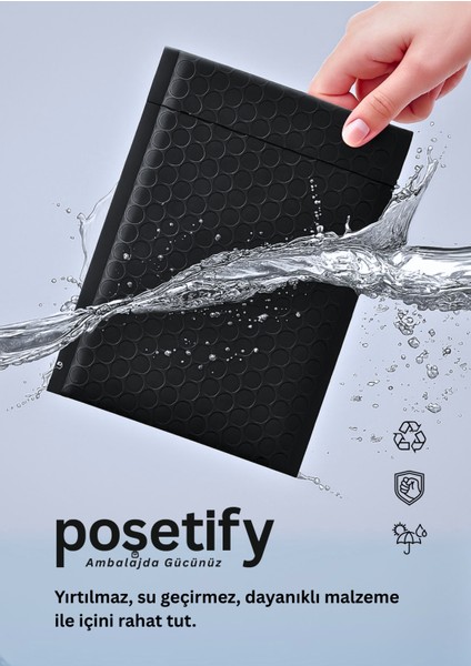 Balonlu Siyah Kargo Poşeti 15X20+5 cm 5 Adet E-Ticaret Poşeti | 140 gr Bantlı Patpatlı Kargo Poşeti modelleri