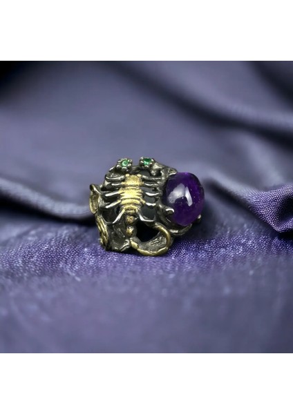 Akrep Figürlü Ametist Gümüş Yüzük modelleri