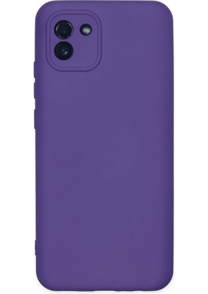 Samsung Galaxy A03 Kılıf Nano Içi Kadife Silikon - Mor Svlrs