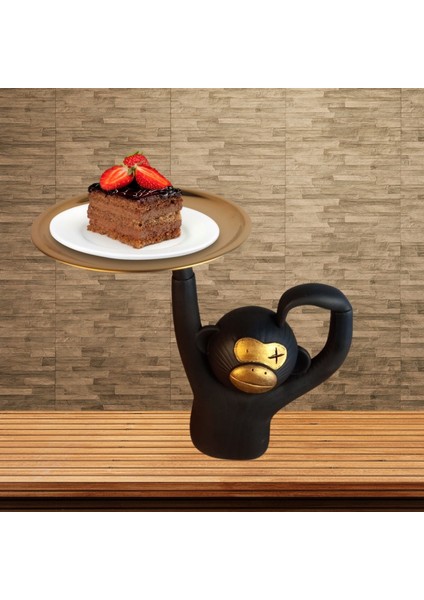 Dekoratif Tepsili Maymun Obje Biblo Ev ve Ofis Hediyelik Eşya Süs Eşyası Sunumluk