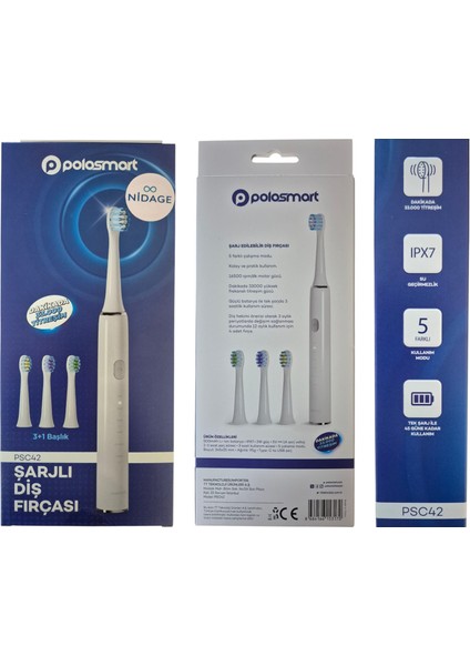 3+1 Başlık Şarjlı Diş Fırçası Polosmart PSC42 fırsatları
