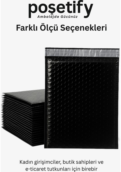 Balonlu Siyah Kargo Poşeti 25X30+5 cm 200 Adet E-Ticaret Poşeti | 140 gr Bantlı Patpatlı Kargo Poşeti