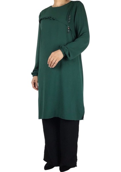 Kadın Önü Düğme ve Dikiş Detaylı Spor Tunik modelleri