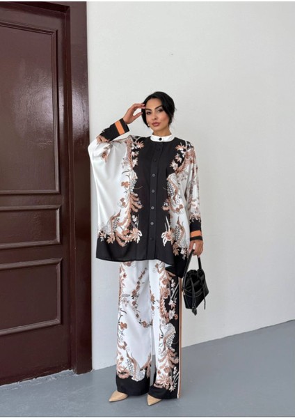 Ithal Jessica Kumaş Çiçek Desenli Gömlek & Pantolon 2'li Takım