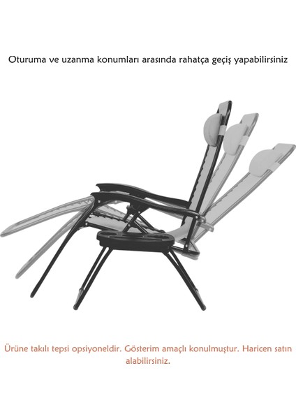 Yatabilen, Ayarlanabilir Pozisyonlu, Katlanabilir Zero Gravity Şezlong, Kamp Sandalyesi