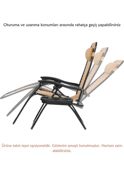Yatabilen, Ayarlanabilir Pozisyonlu, Katlanabilir Zero Gravity Şezlong, Kamp Sandalyesi