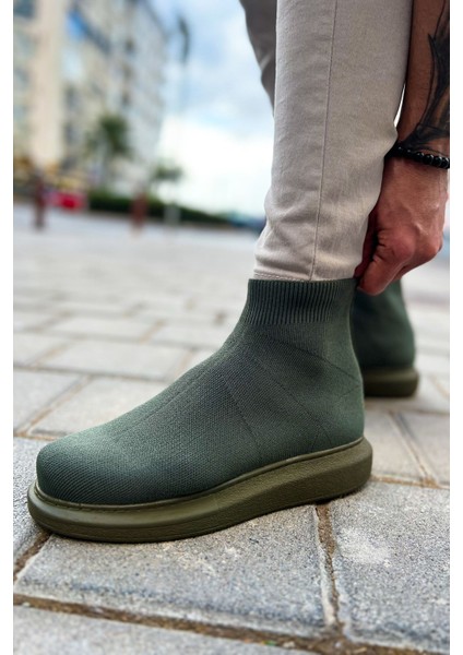 J207 Maglieria-T Ortopedik Taban Günlük Triko Erkek Sneaker Spor Ayakkabı Tht Haki