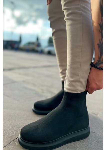 J207 Maglieria-T Ortopedik Taban Günlük Triko Erkek Sneaker Spor Ayakkabı Tst Siyah