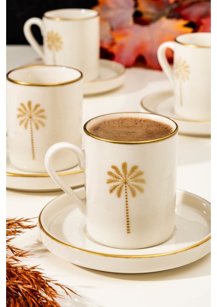 12 Parça 6 Kişilik Porselen Kahve Fincan Seti, Tropik ve Zarif Tasarım fiyatları