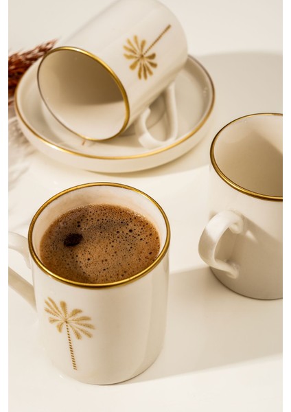 12 Parça 6 Kişilik Porselen Kahve Fincan Seti, Tropik ve Zarif Tasarım modelleri