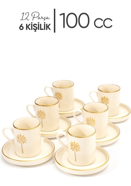 12 Parça 6 Kişilik Porselen Kahve Fincan Seti, Tropik ve Zarif Tasarım fırsatları