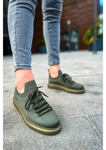 J307 Tricot Ortopedik Taban Günlük Triko Erkek Sneaker Spor Ayakkabı Tht Haki
