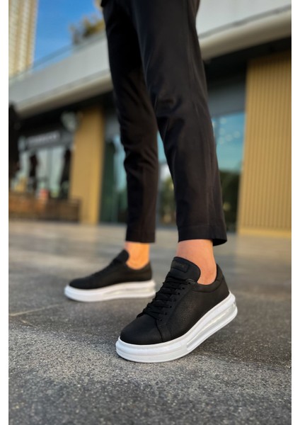 J271 Ariaso Ortopedik Taban Günlük Cilt Erkek Sneaker Spor Ayakkabı Cbt Siyah