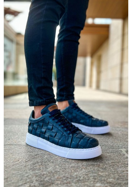 J209 Vimini Ortopedik Taban Günlük Cilt Erkek Sneaker Spor Ayakkabı Cbt Lacivert