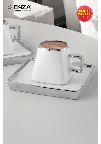 Gri 2'li Porselen Kahve Fincanı Takımı, 90 Ml, Şık ve Zarif Tasarım fırsatları