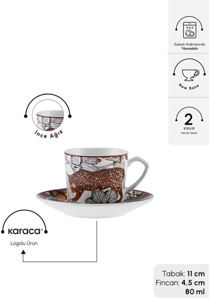 Tiger 2 Kişilik Kahve Fincan Takımı 80 ml