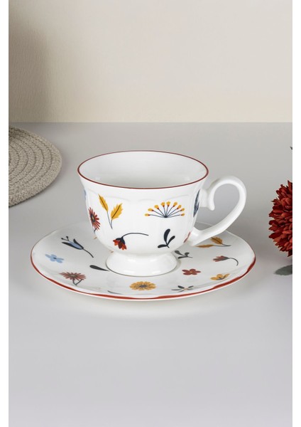Beyaz Porselen Ayaklı Çay Fincan Seti, Şık ve Zarif Tasarım modelleri