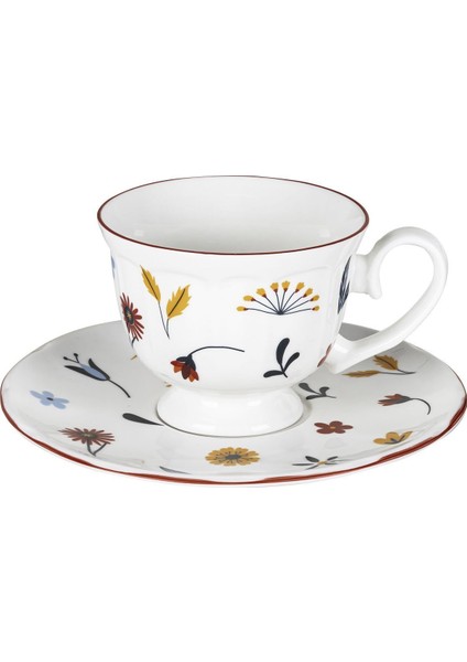 Beyaz Porselen Ayaklı Çay Fincan Seti, Şık ve Zarif Tasarım fırsatları