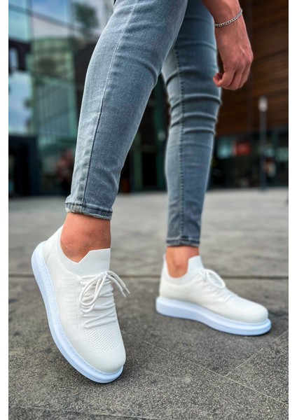 J307 Tricot Ortopedik Taban Günlük Triko Erkek Sneaker Spor Ayakkabı Tbt Beyaz