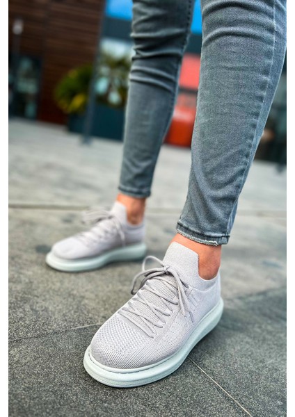 J307 Tricot Ortopedik Taban Günlük Triko Erkek Sneaker Spor Ayakkabı Tbt Gri