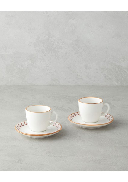 12'li Pembe Porselen Kahve Fincan Takımı, 90 Ml, 6 Kişilik, Şık ve Zarif Tasarım