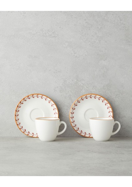 12'li Pembe Porselen Kahve Fincan Takımı, 90 Ml, 6 Kişilik, Şık ve Zarif Tasarım fiyatları