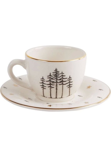 Beyaz Forest Tabaklı 85 cc Kahve Fincanı Tekli, Şık ve Kullanışlı Tasarım