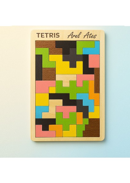 Kişiye Özel Ahşap Tetris Puzzle – Renkli Blok Oyunu