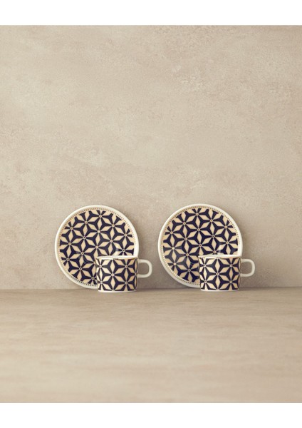 Şık Siyah Porselen 4'lü Kahve Fincan Takımı, 2 Kişilik modelleri