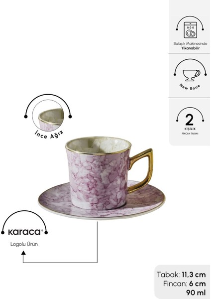 Iki Kişilik 90 ml Pembe Kahve Fincan Takımı, Şık ve Kullanışlı Tasarım fiyatları