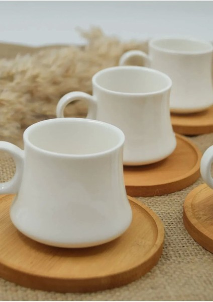 Bambu Tabaklı Porselen Fincan Seti, 6'lı, Şık ve Kullanışlı Ev Dekoru. fiyatları