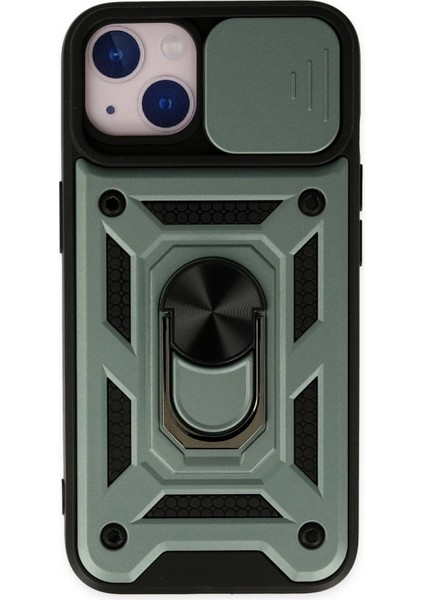 Iphone 14 Kılıf Pars Lens Yüzüklü Silikon - Yeşil Svlrs